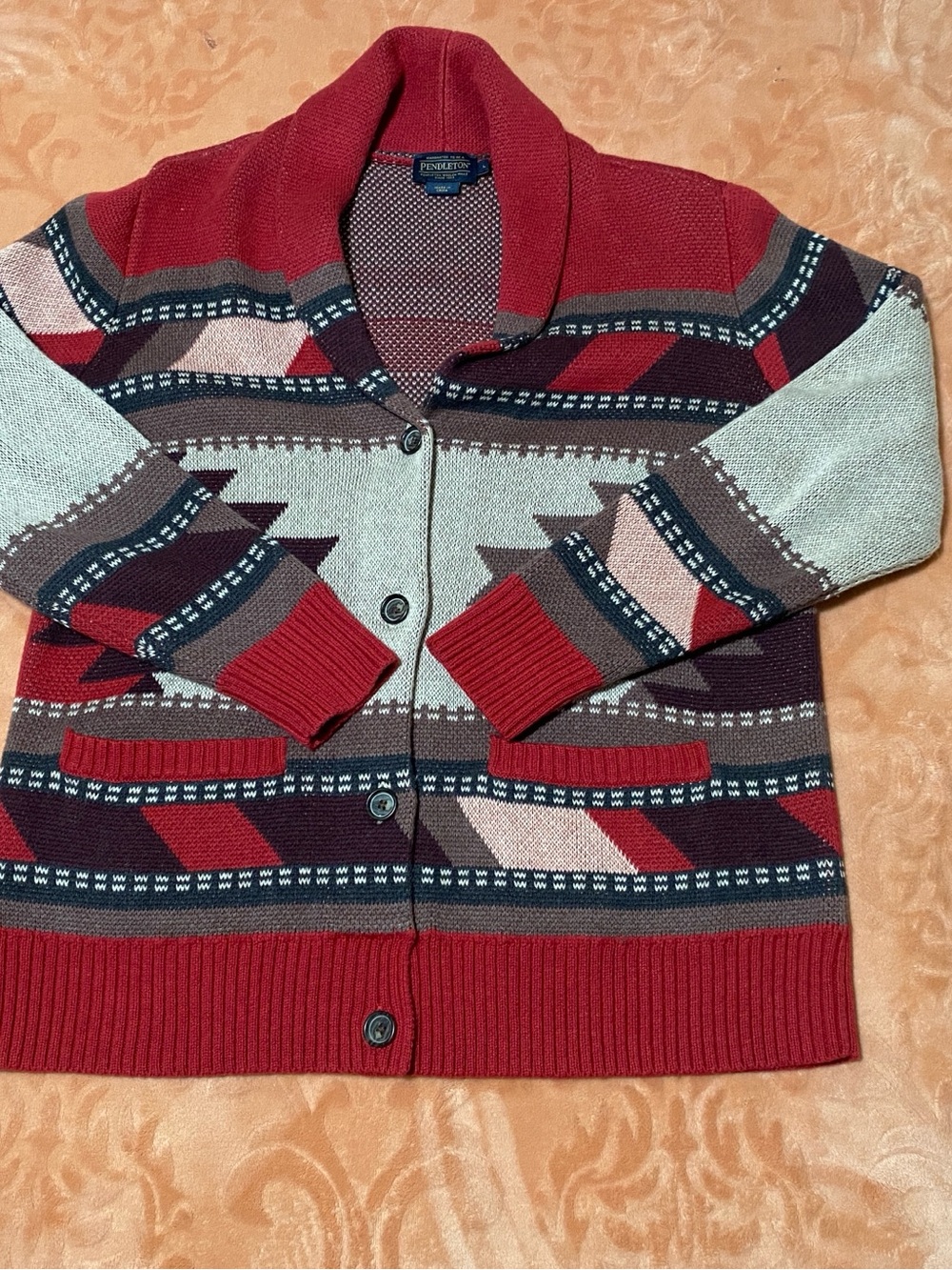 Vintage Pendleton Women's Southwestern Shawl Collar Cardigan Sweater - Size L